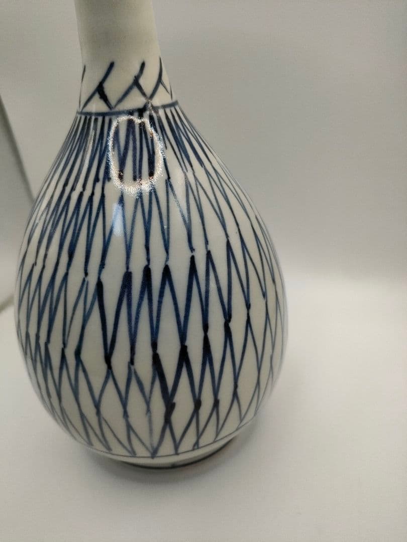 骨董　伊万里　染付　網文　徳利　一輪挿し