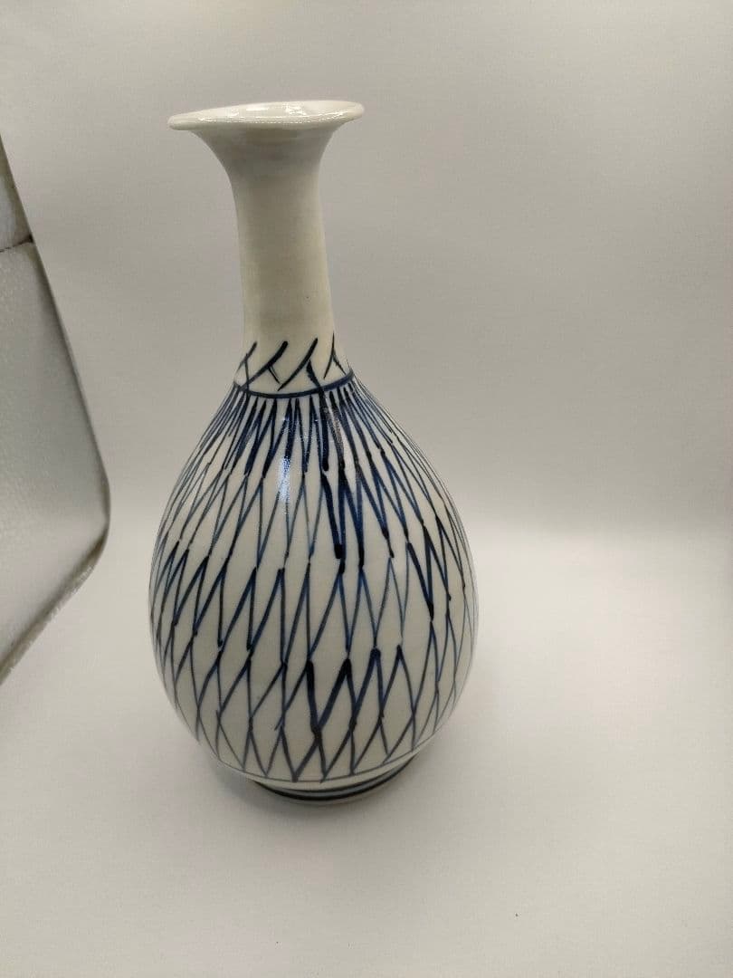 骨董　伊万里　染付　網文　徳利　一輪挿し