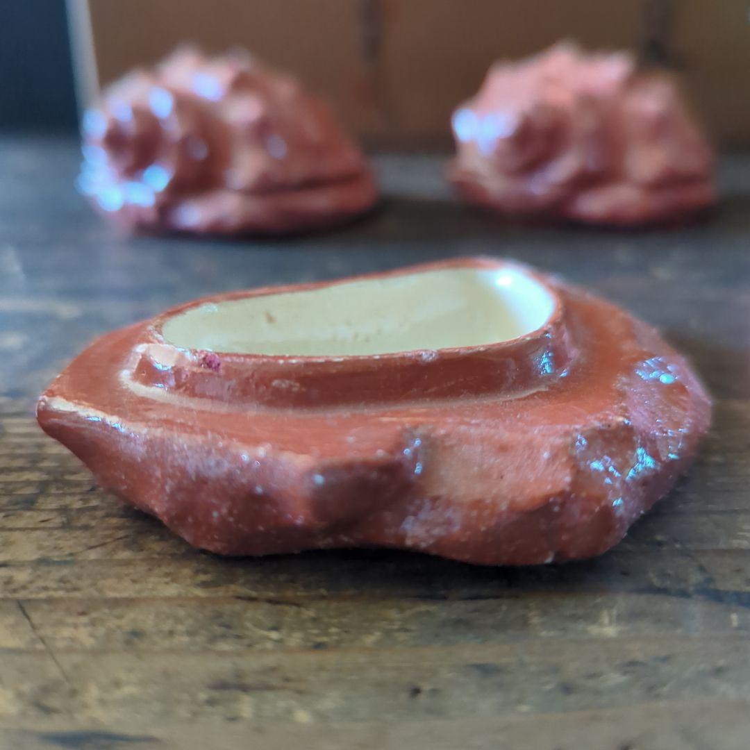 骨董茶道具　京焼　清水焼　醍醐窯　島荷平作　茶懐石　楽焼　赤楽　さざえ蓋物珍味入