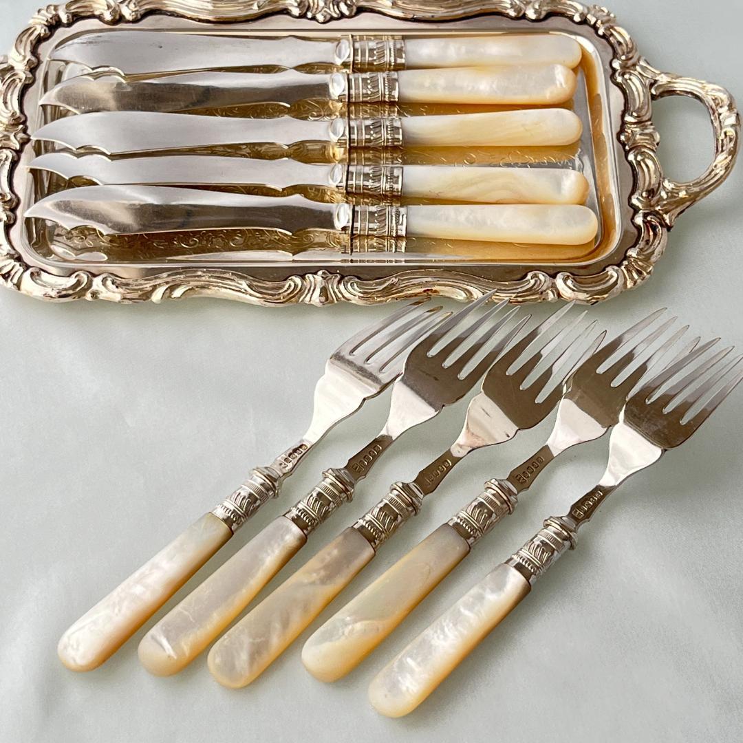 【Henry Greaves】【白蝶貝/純銀継手】カトラリーセット 1901年