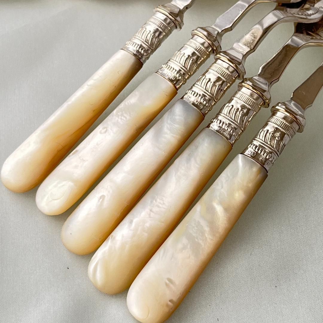 【Henry Greaves】【白蝶貝/純銀継手】カトラリーセット 1901年