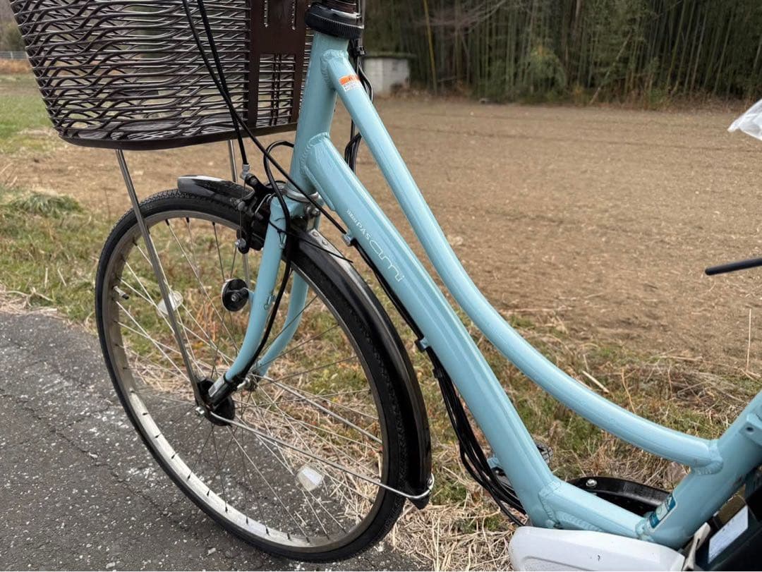 水色 電動アシスト自転車 低床タイプ バスケット付き