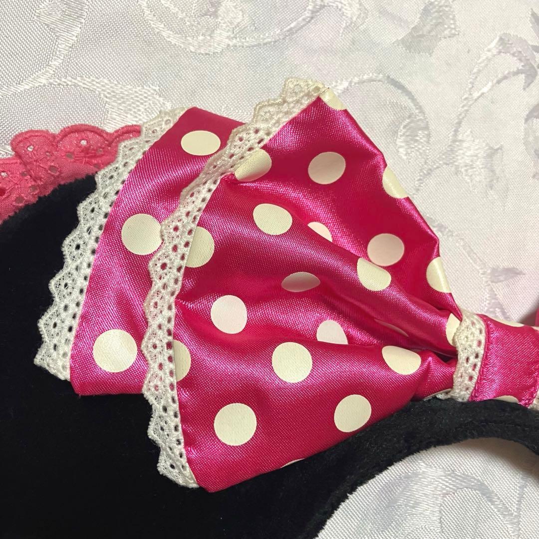 ディズニー　ミニー 　イヤリング　レース　カチューシャ　ピンク　ピアス　ハート