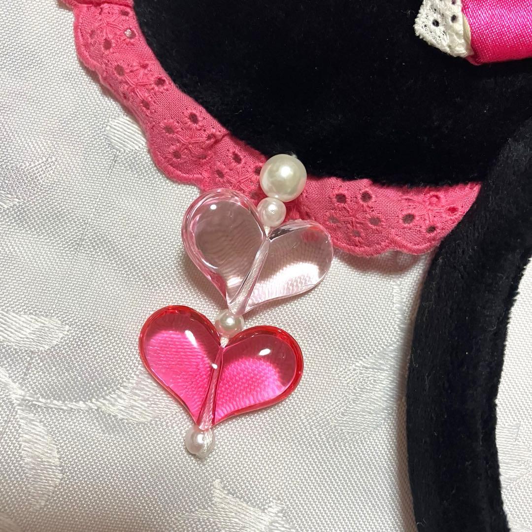 ディズニー　ミニー 　イヤリング　レース　カチューシャ　ピンク　ピアス　ハート