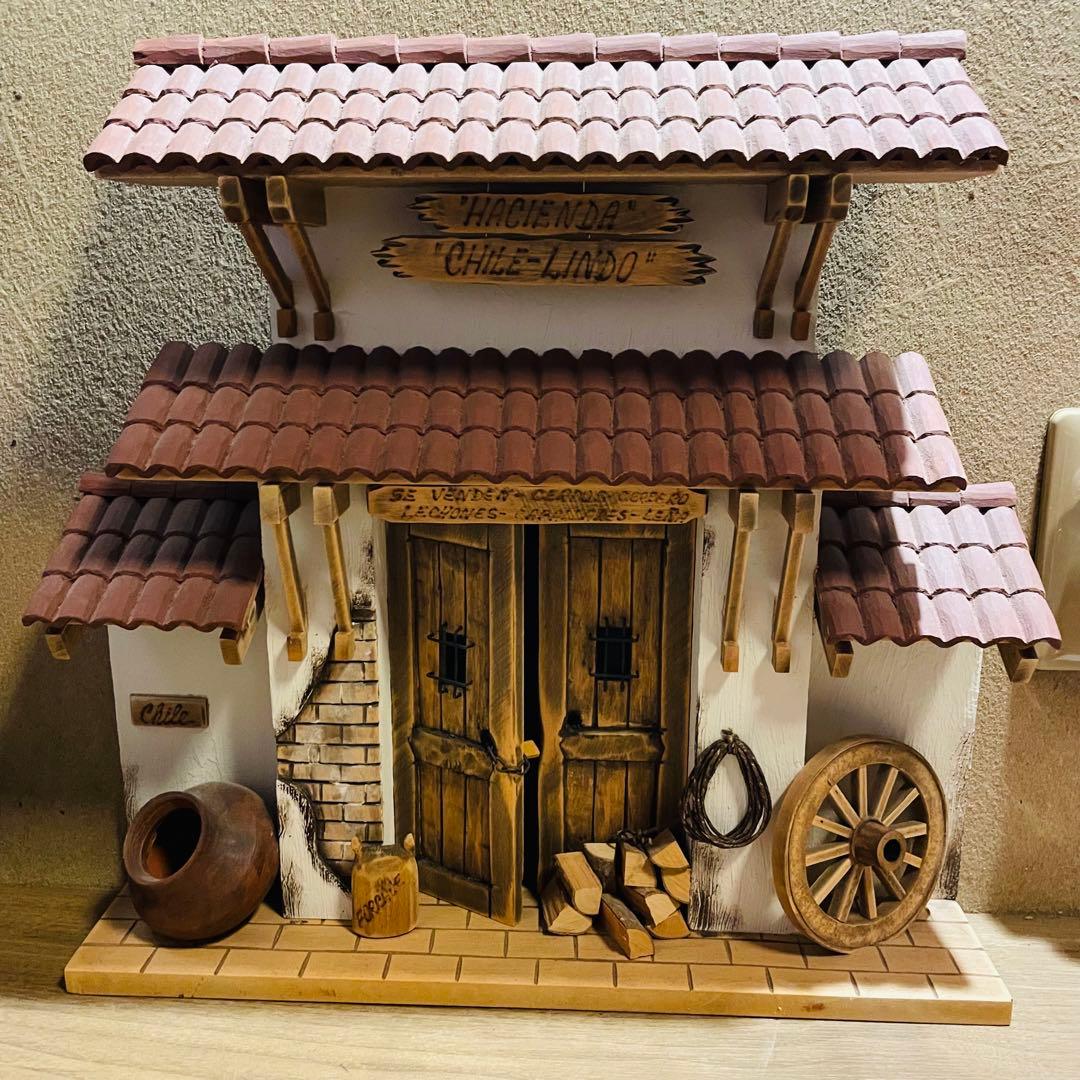 ミニチュア ドールハウス ジオラマ 木製 壁掛け 壁飾り チリ 民芸品 工芸品