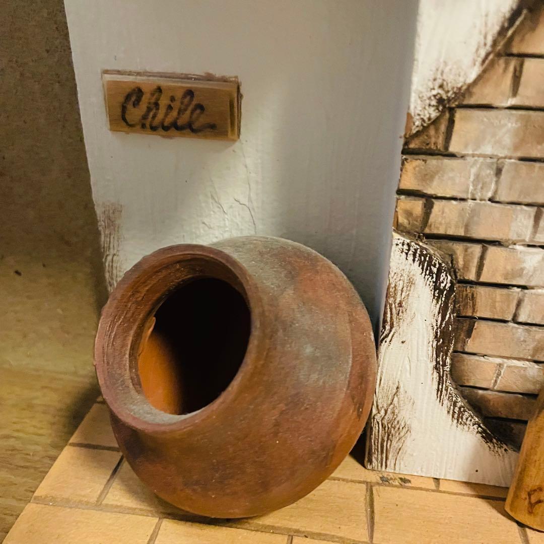 ミニチュア ドールハウス ジオラマ 木製 壁掛け 壁飾り チリ 民芸品 工芸品