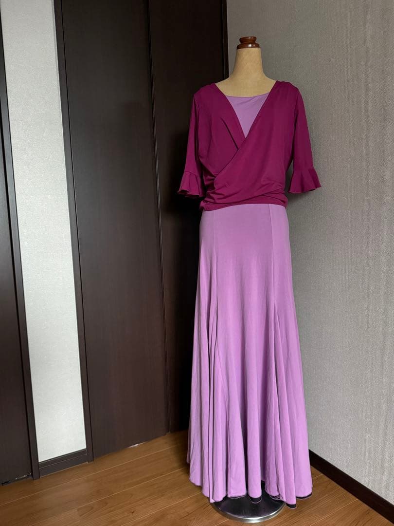 フラメンコ　リバーシブルニットワンピース　黒紫　ボレロセット　アルマフラメンカ