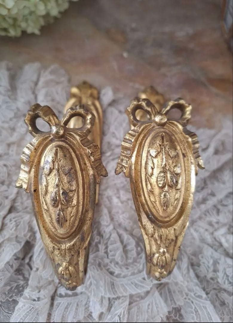 フランスアンティークカーテンコートフックペア