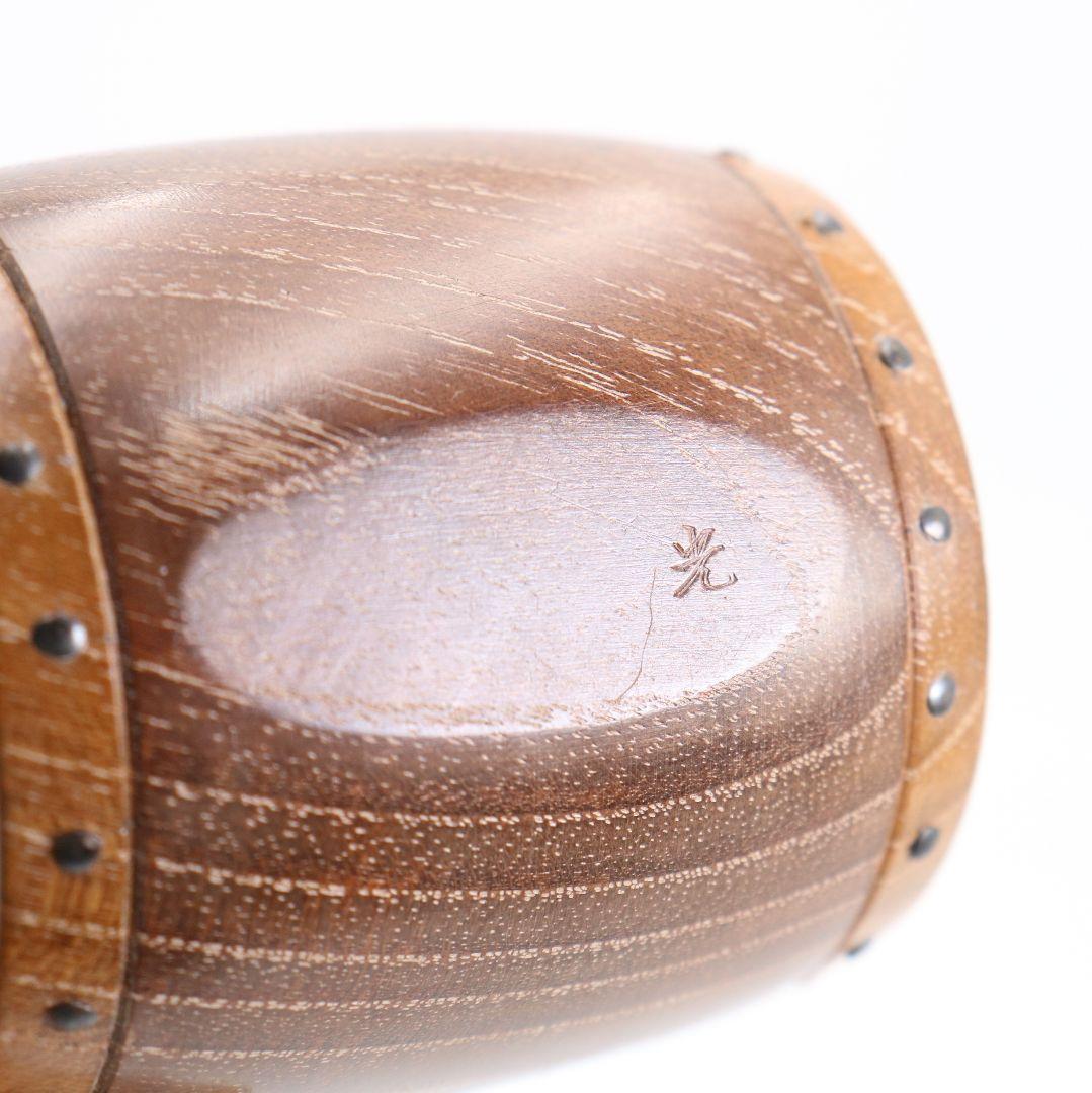 祥桑軒 光寿作 桑太鼓香合 茶道具 共箱共布　C896　N8