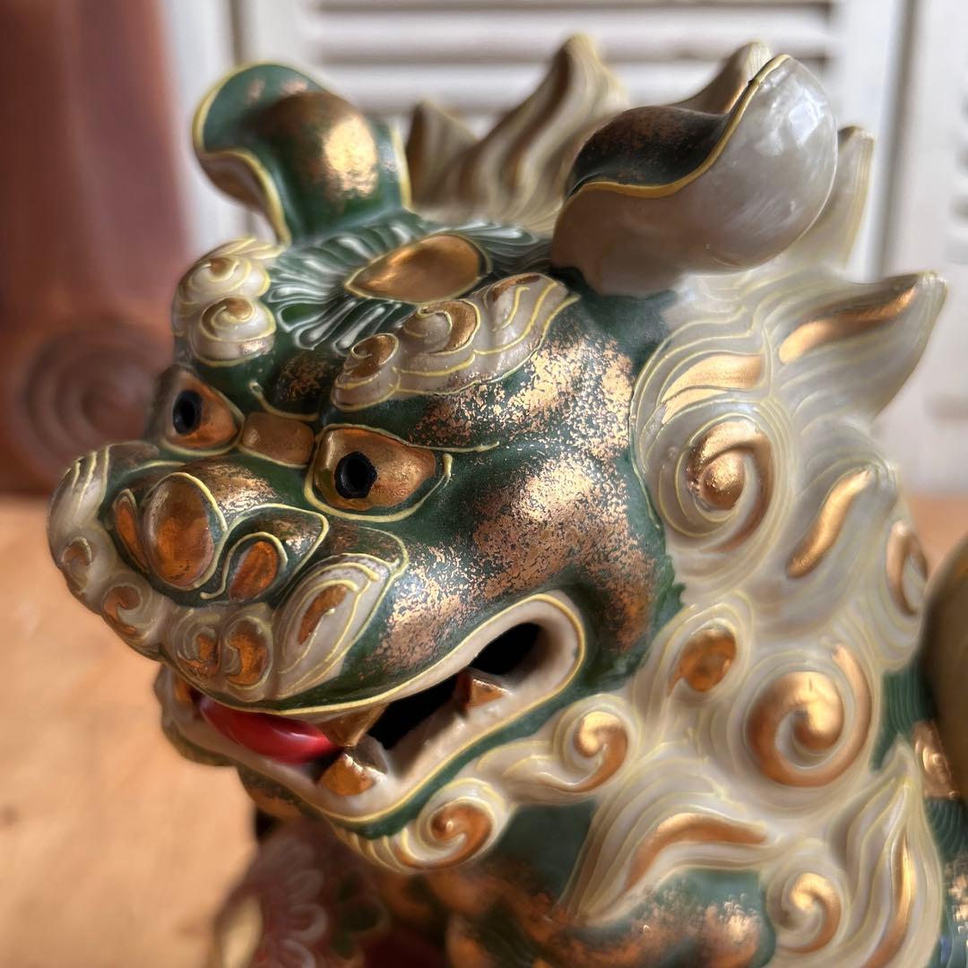 九谷焼　狛犬　獅子　打出の小槌　金運　魔除け　風水　台座付き　希少カラー　縁起物