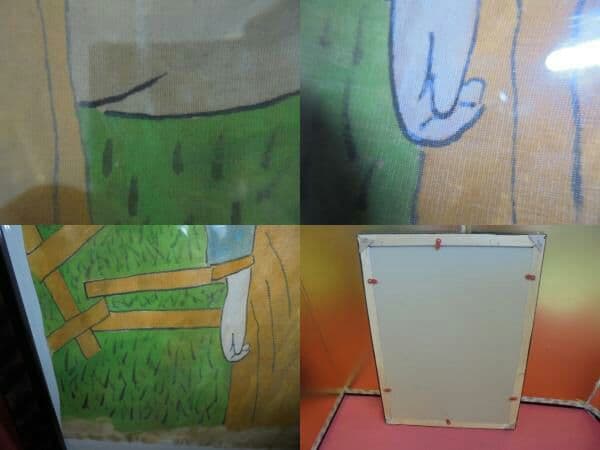 AKａ5068　竹久夢二　肉筆　掛軸マクリ　額②縦約48.5cm横約36.5cm