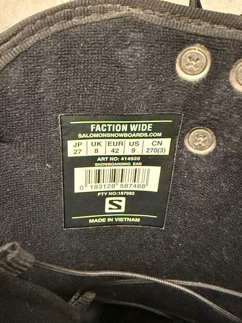 サロモン FACTION WIDE スノーボードブーツ 27.0