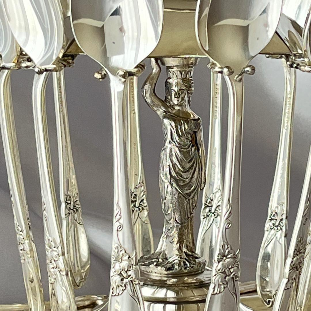 【BROOKLYN SILVER CO】 女神の掲げるスプーンホルダー 12本