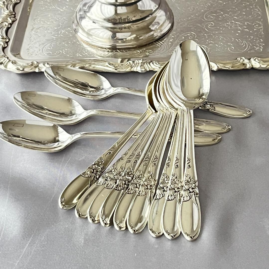 【BROOKLYN SILVER CO】 女神の掲げるスプーンホルダー 12本