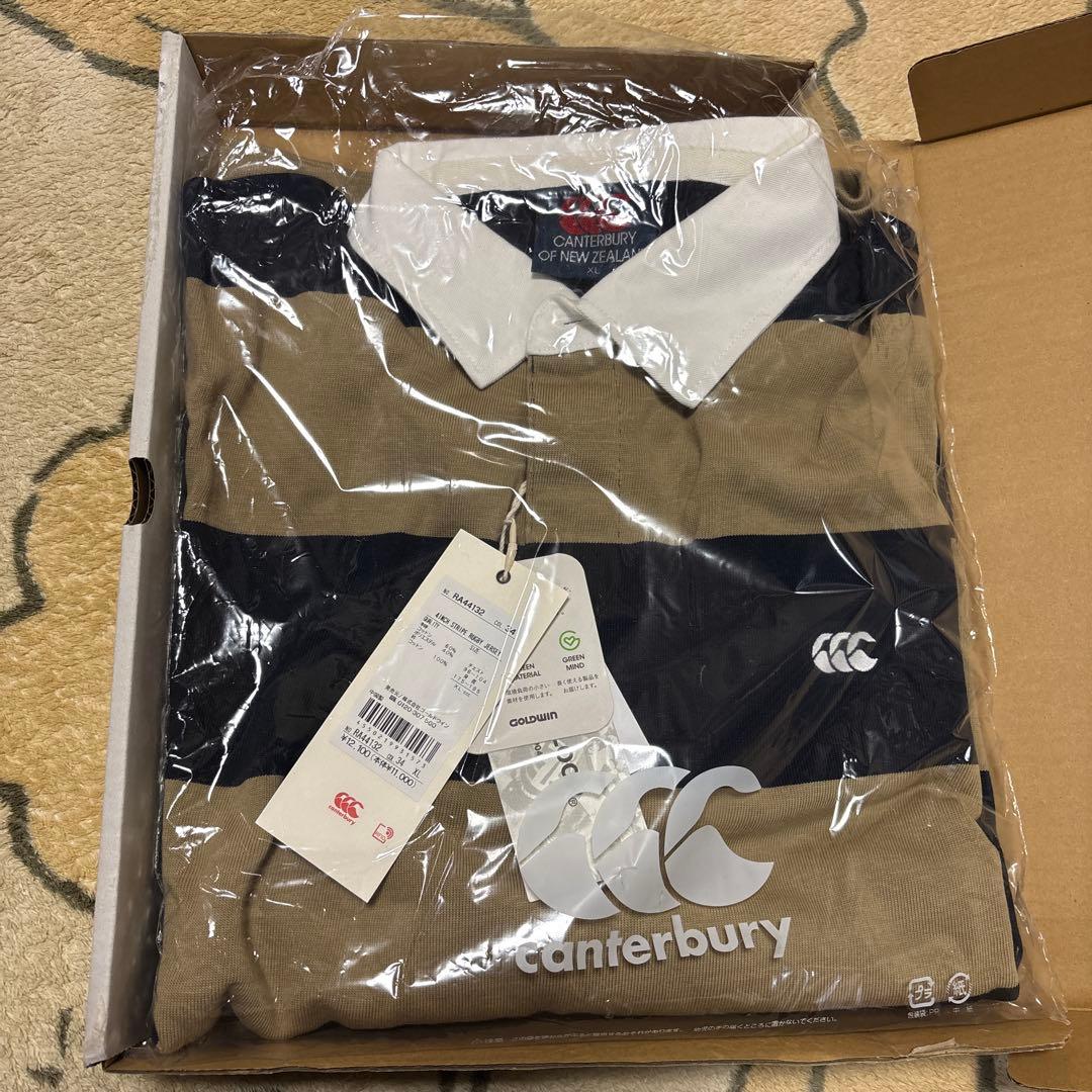 新品Canterbury カンタベリー ラグビーシャツ カーキx紺34サイズXL