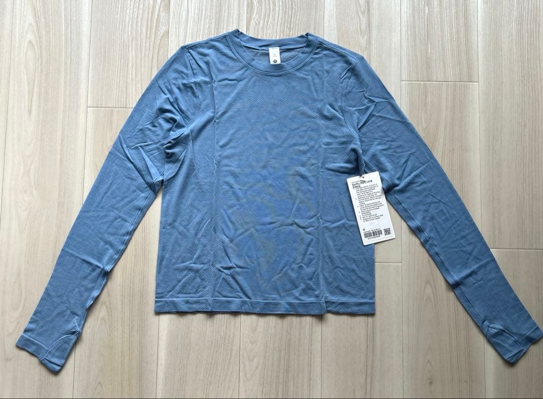 新品★ルルレモン swiftly wool long sleeve M ブルー系