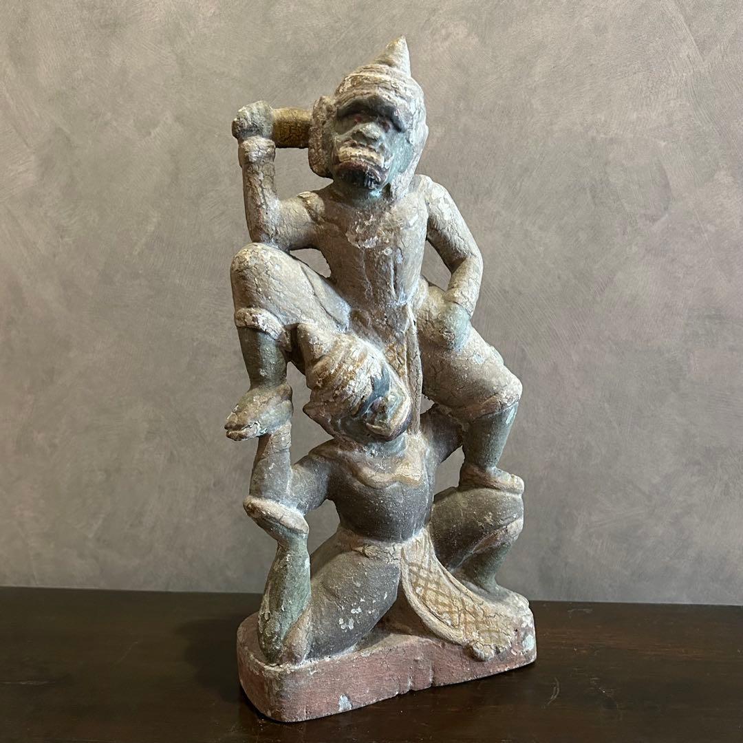 ヒンドゥー教　神話　ラーマーヤナ　猿神　オブジェ　置物　アンティーク　骨董