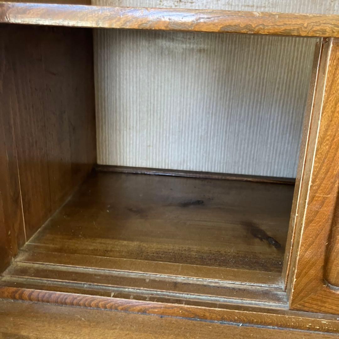 昭和レトロ 茶箪笥 茶棚 ガラス扉 サイドボード 古家具 飾り棚ビンテージ