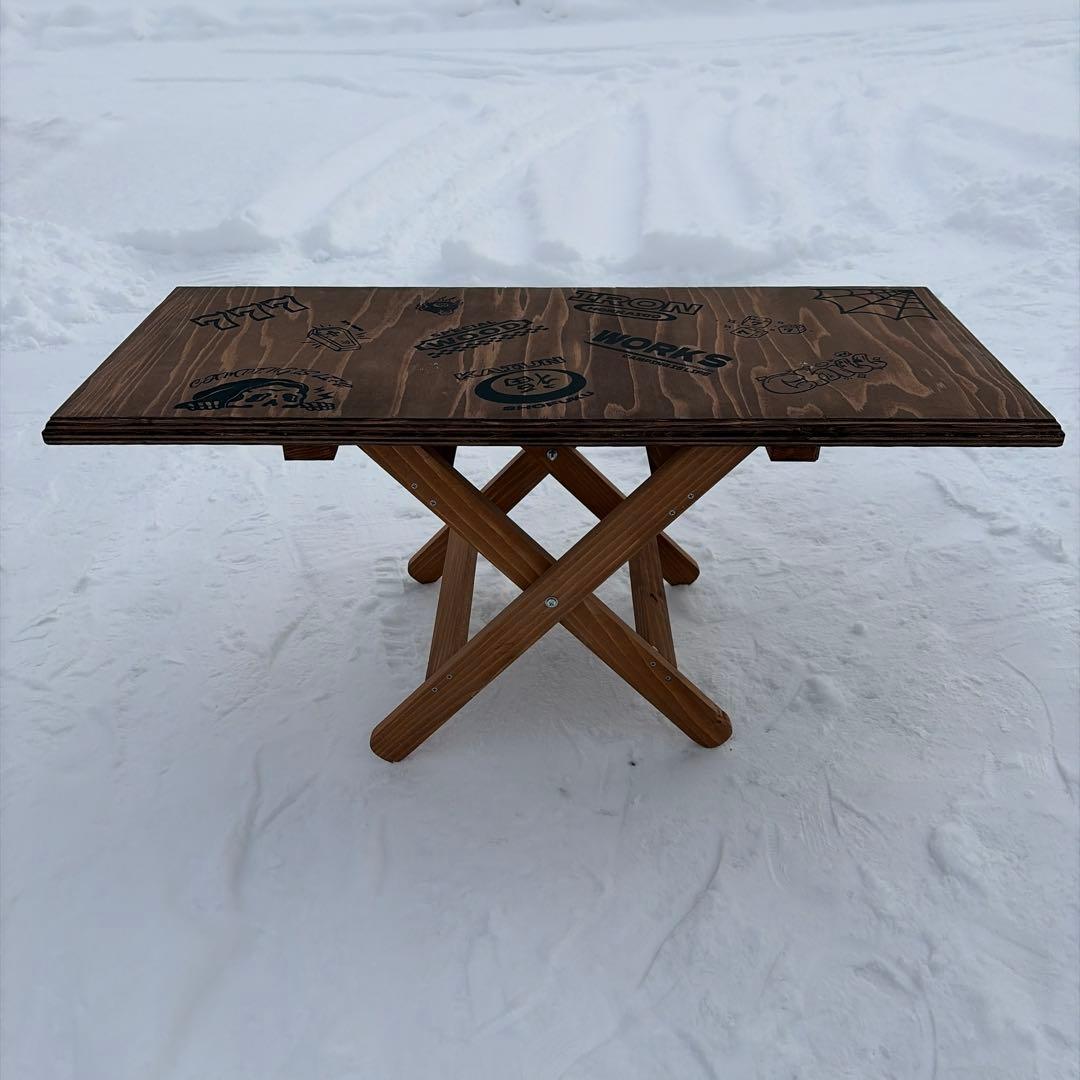 キャンプテーブル　生刷り　折り畳み　無骨　ソロキャンプ　車中泊　ハンドメイド