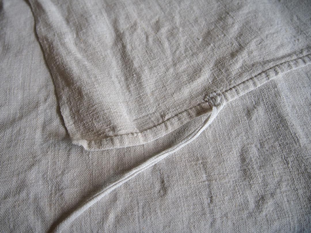 シンプルなリネンロングエプロン マルシェエプロン78cm 1940年/K341