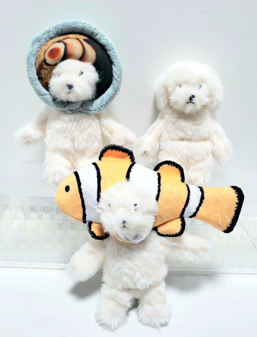 モーリーファンタジー　犬記録　ぬいぐるみマスコット　3種　クマノミ　ラーメン　犬