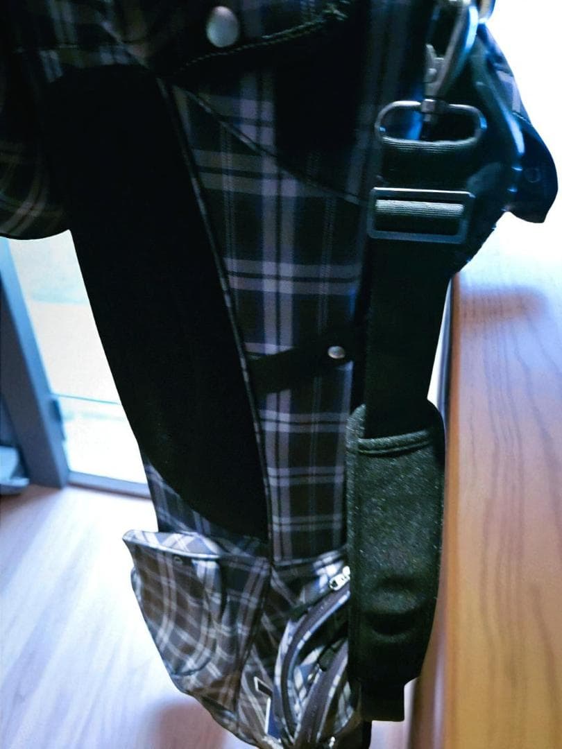 送料無料/美品　Admiral チェック柄スタンド式キャディバッグNAVY