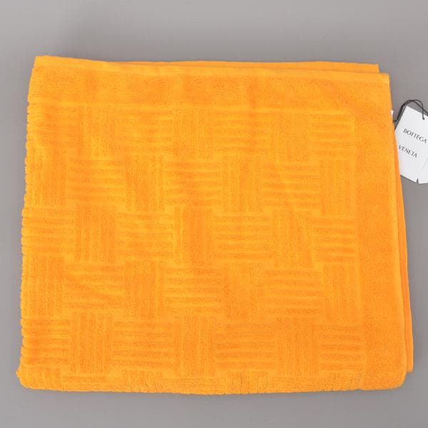 未使用◇ボッテガヴェネタ ビーチタオル袋付 イントレチャート コットン オレンジ