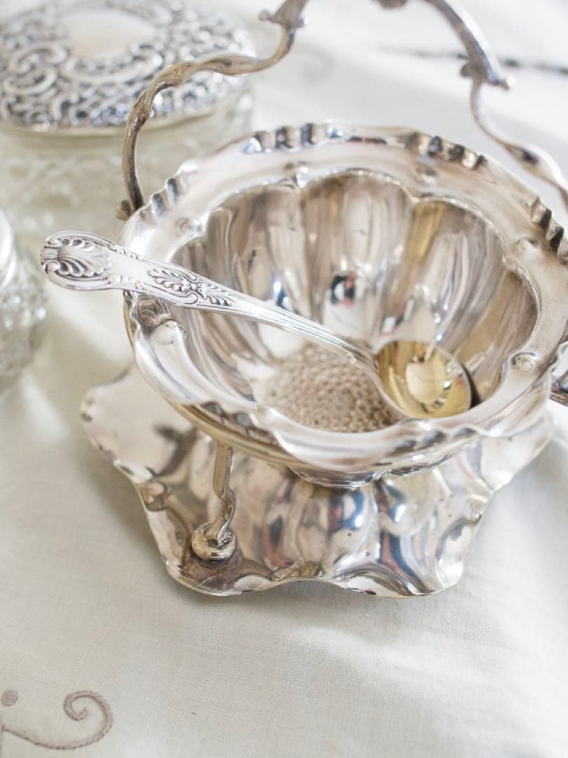 ヴィクトリア時代 純銀製キングスパターン マスタード・ソルトスプーン