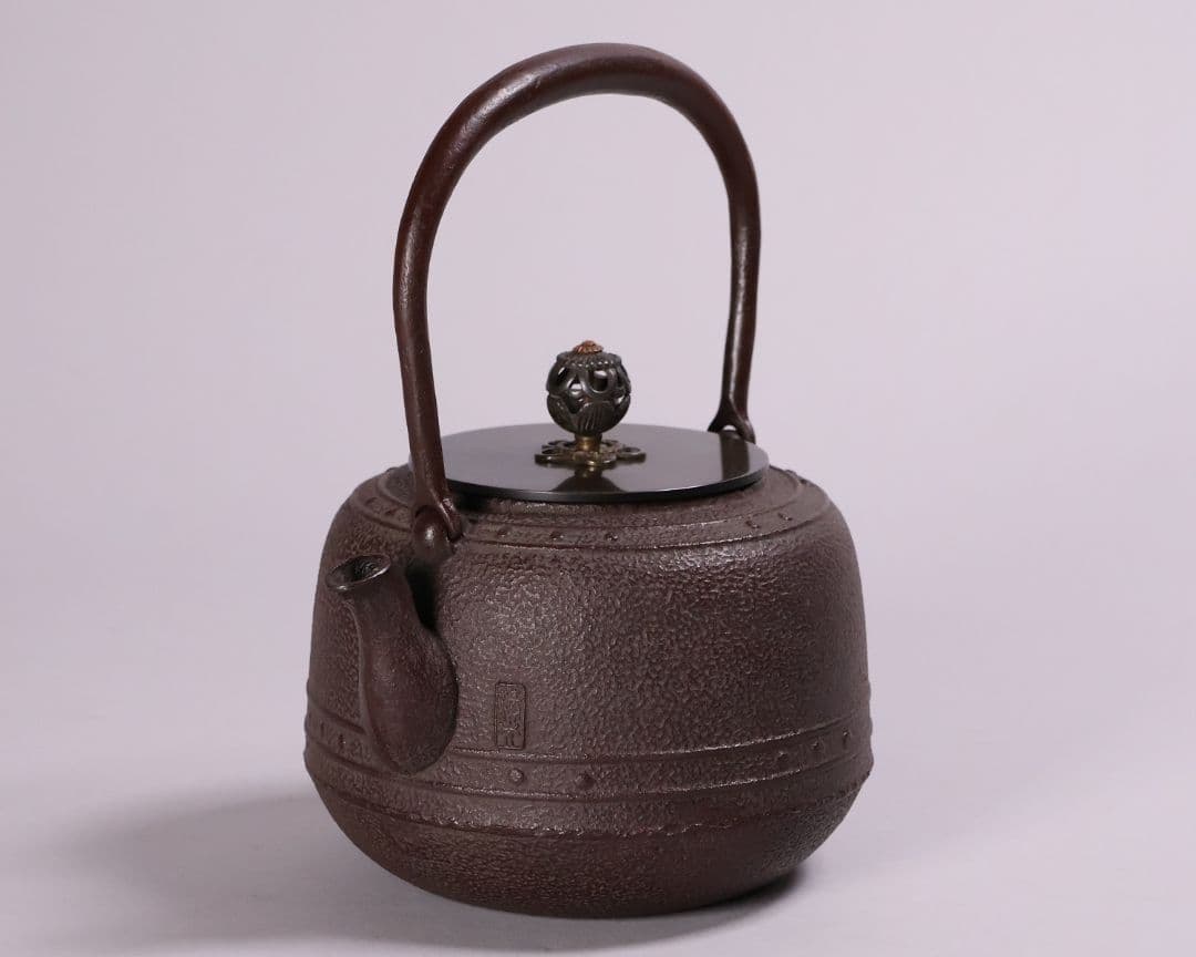 茶道具 釜師・佐藤清光 万代屋形 鉄瓶 共箱 萬代 湯沸 煎茶道具【MA527】