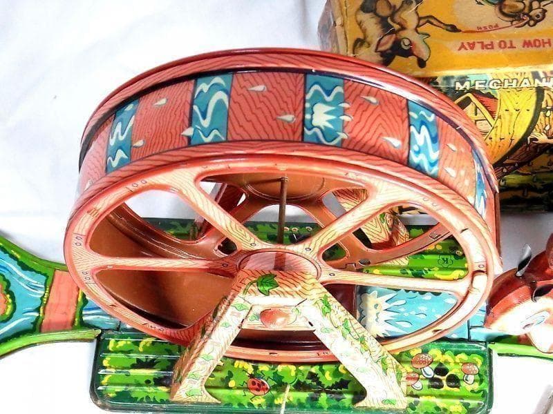 【希少】水車を回す ブリキのリス おもちゃ １９５０年代　光球商会製【箱付き】