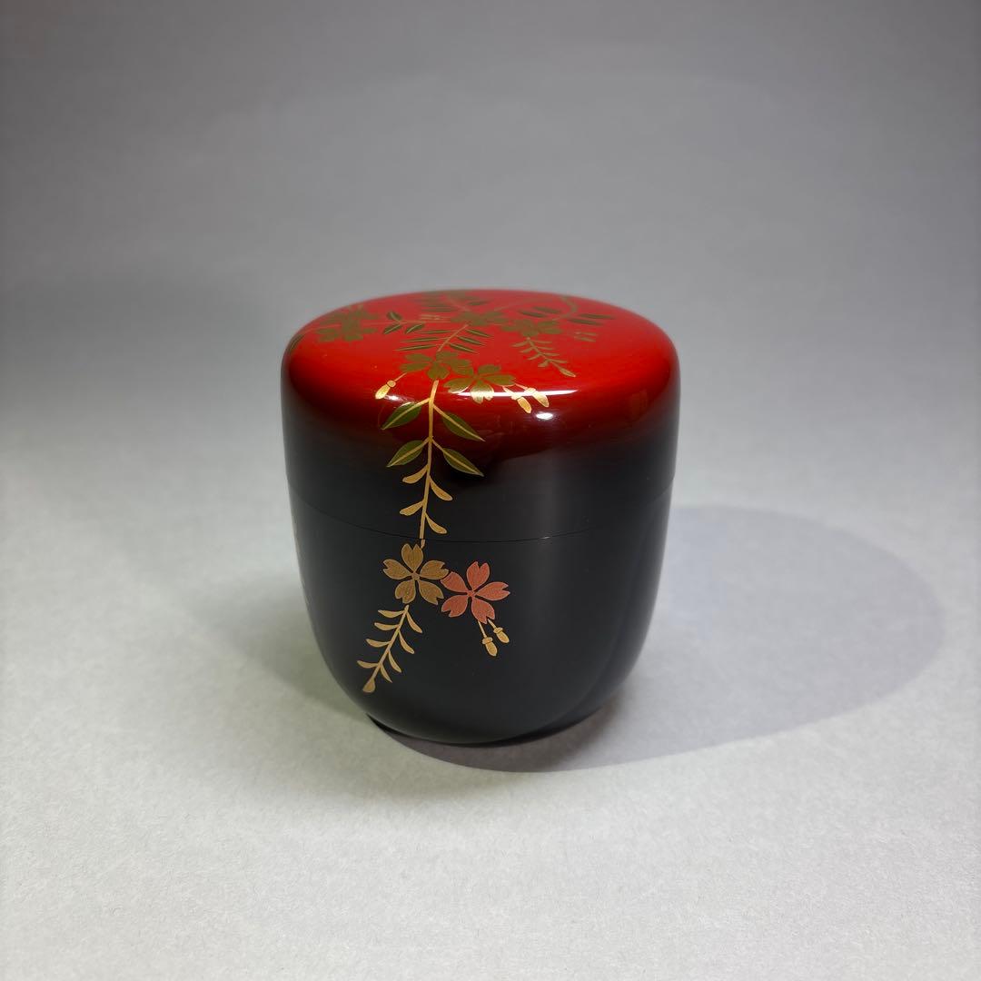 (未使用)中村宗悦　ボカシ塗 枝垂桜　大棗(桐箱入)