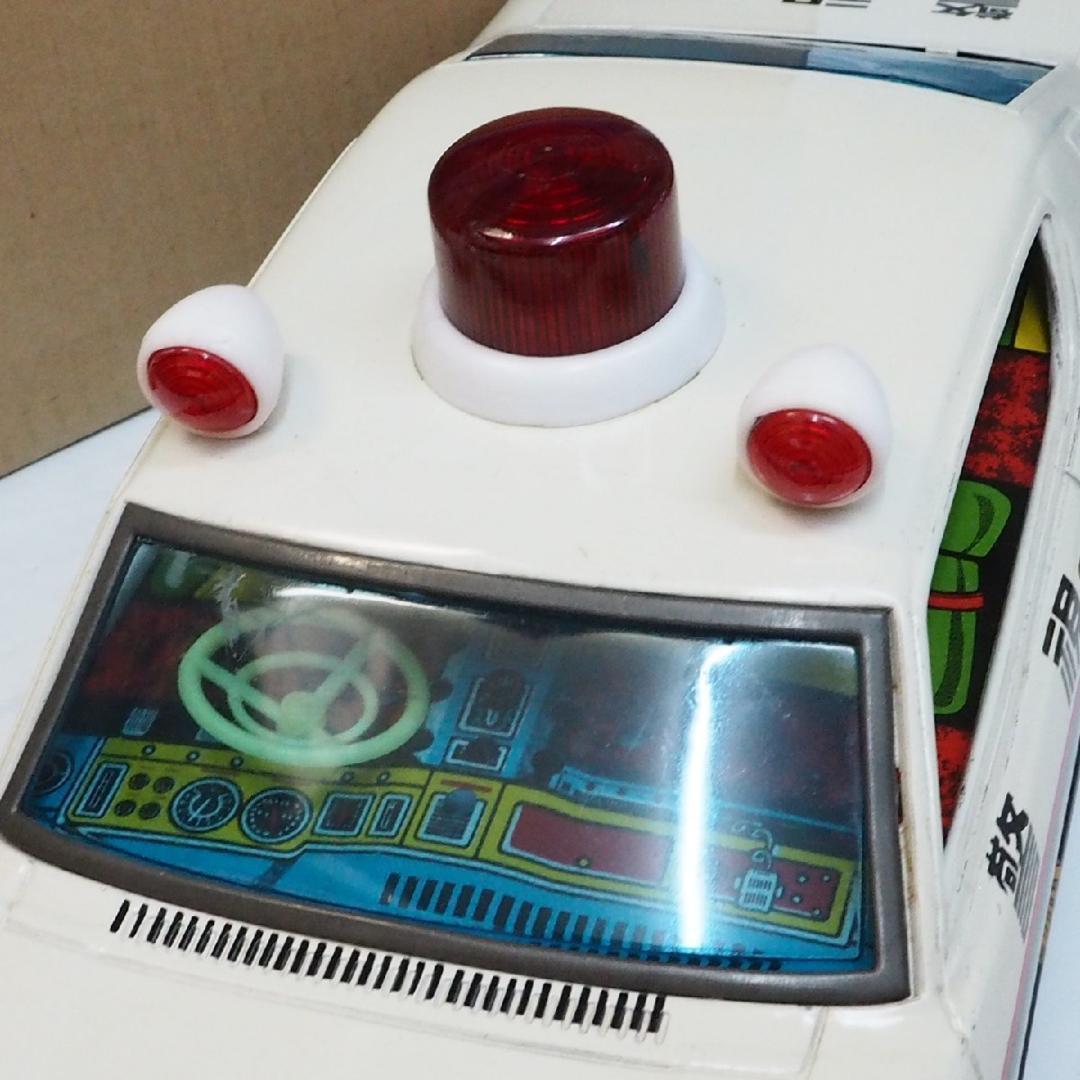 アオシン トヨタ クラウンHT SLパトカー電動走行tinブリキtoy箱付car