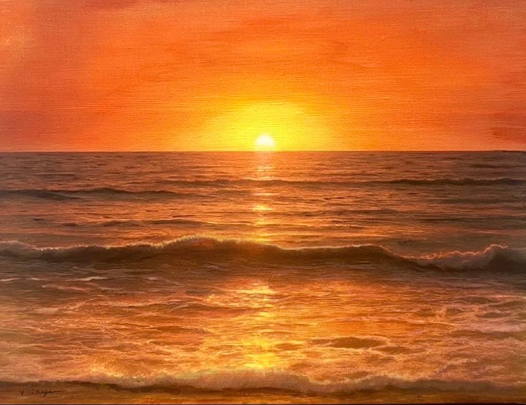 (F6号) 池上豊【光の誕生】表サイン有/裏共シール有/真作/油彩