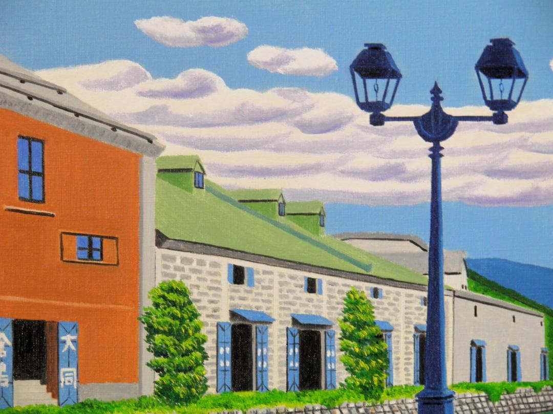 ★夏の小樽運河・肉筆油彩画・F6キャンバス