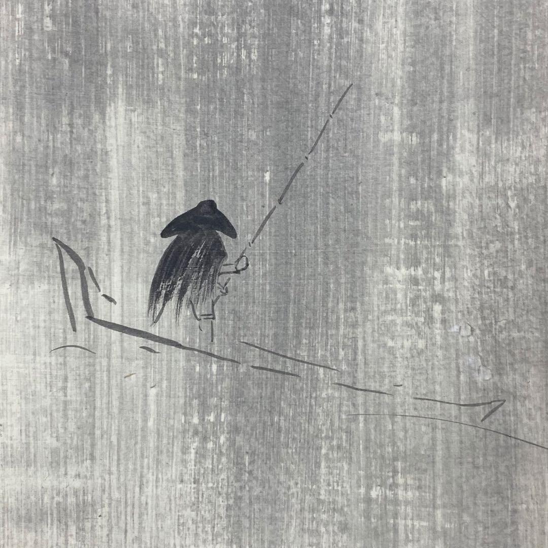 掛軸 直 猛雨 共箱 茶掛 茶の湯 水墨画 5-25