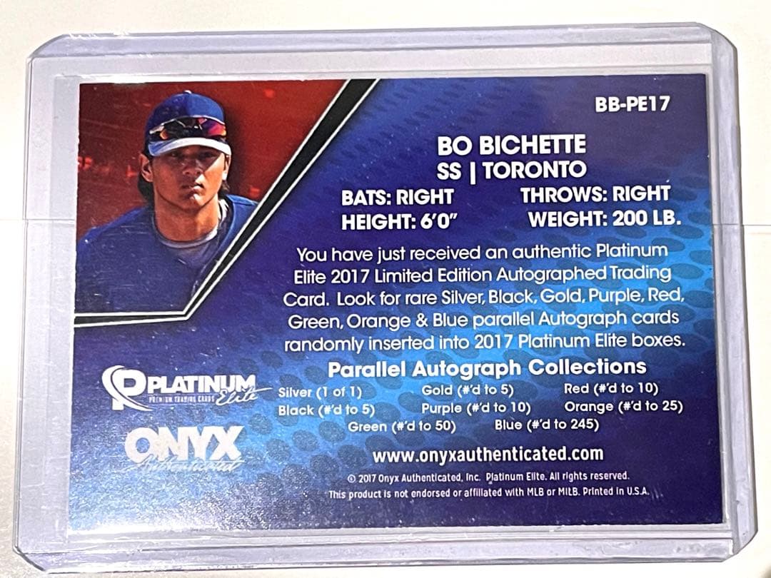 Bo Bichette 2017 ONYX auto 直筆サイン/245 MLB
