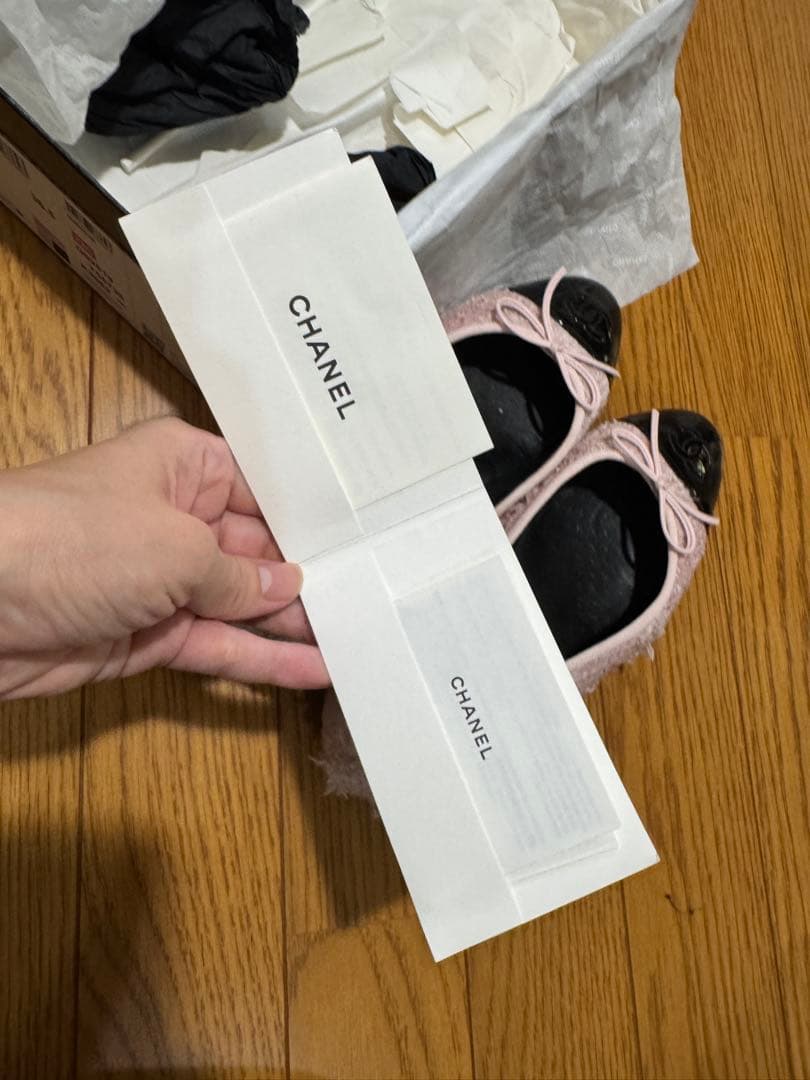 CHANEL フラットシューズ ピンク 36.5 ツイード 23サクラ　シャネル