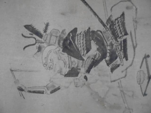 AKa7062　英一蝶　肉筆　掛軸　武士　武者　侍