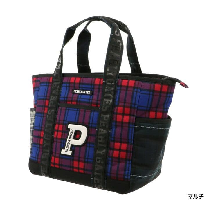 新品 未使用 PEARLY GATES ロッカーバッグ マルチチェック Pロゴ