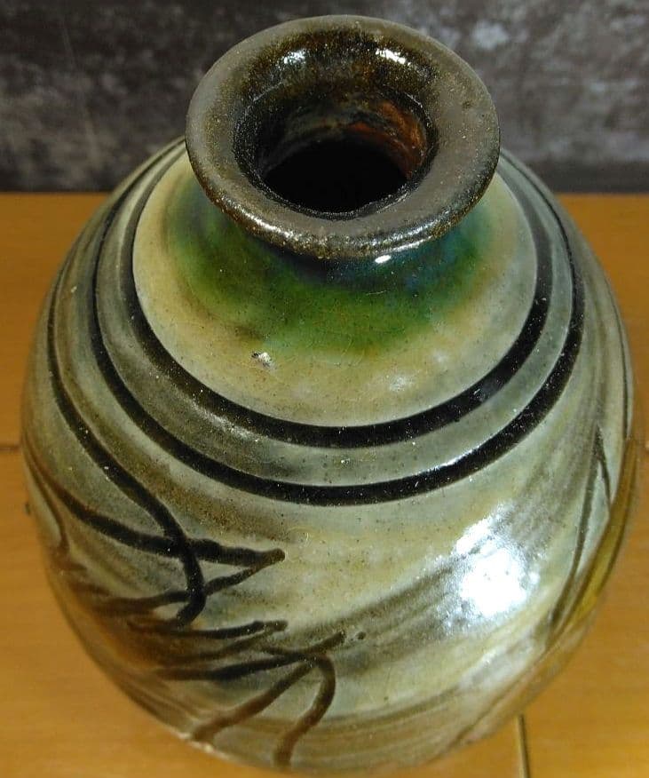 人間国宝 金城次郎 徳利 栞 共箱 美品 壺屋焼 壷屋焼 海老魚紋徳利 やちむん