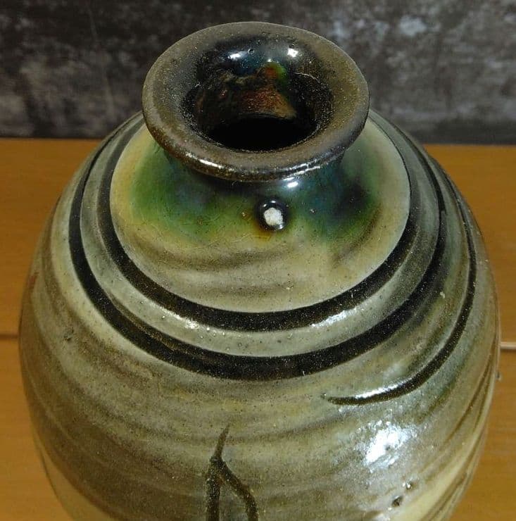 人間国宝 金城次郎 徳利 栞 共箱 美品 壺屋焼 壷屋焼 海老魚紋徳利 やちむん