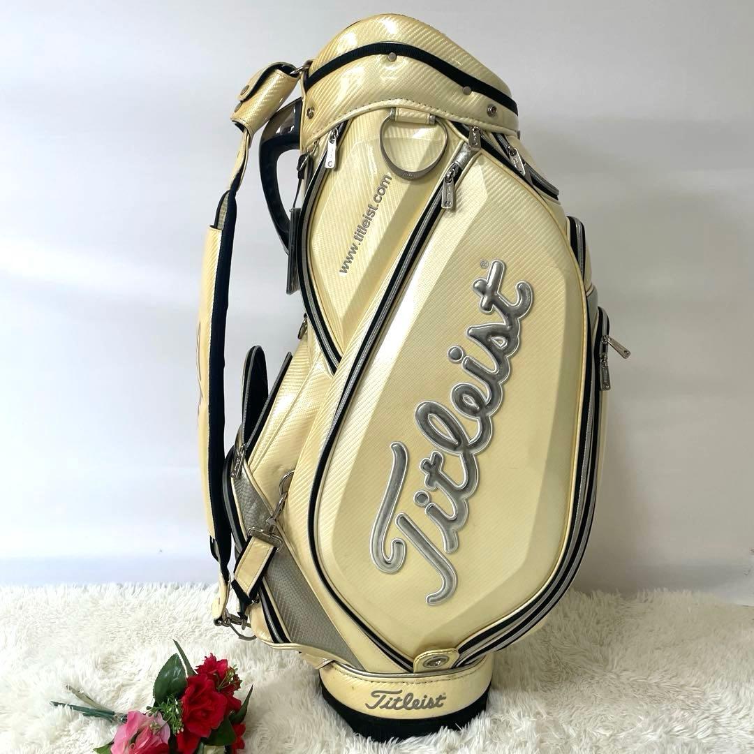 【格安出品】タイトリスト カート型 大型 キャディバッグ ベージュ フード付き