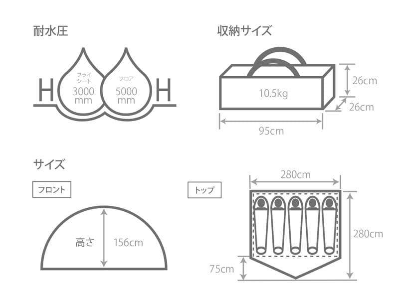 DOD わがやのテント　Lサイズ　ペグ無し