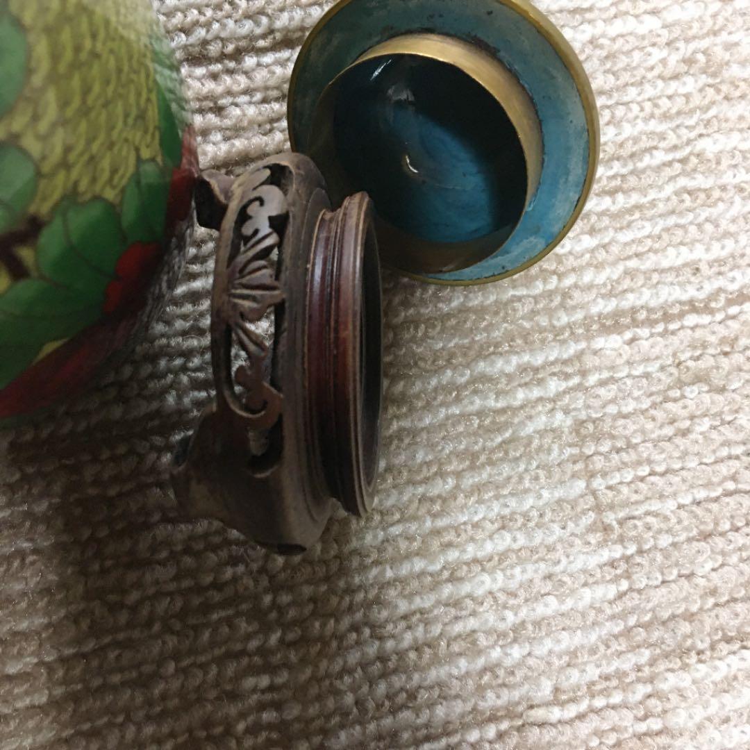 七宝焼　飾り壺　台付き