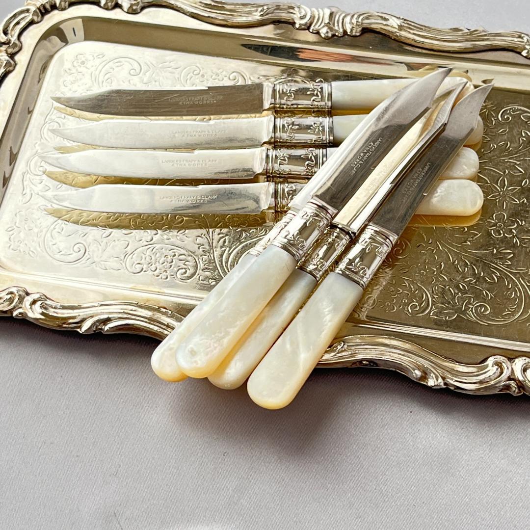 【白蝶貝 / 純銀継手】ティーナイフ 8本 マザーオブパール