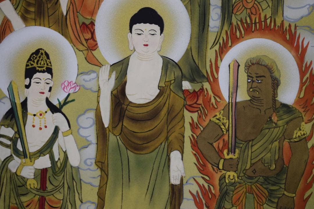 真作/聖道/十三仏図/十三佛図/桐共箱付/布袋屋掛軸HI-147