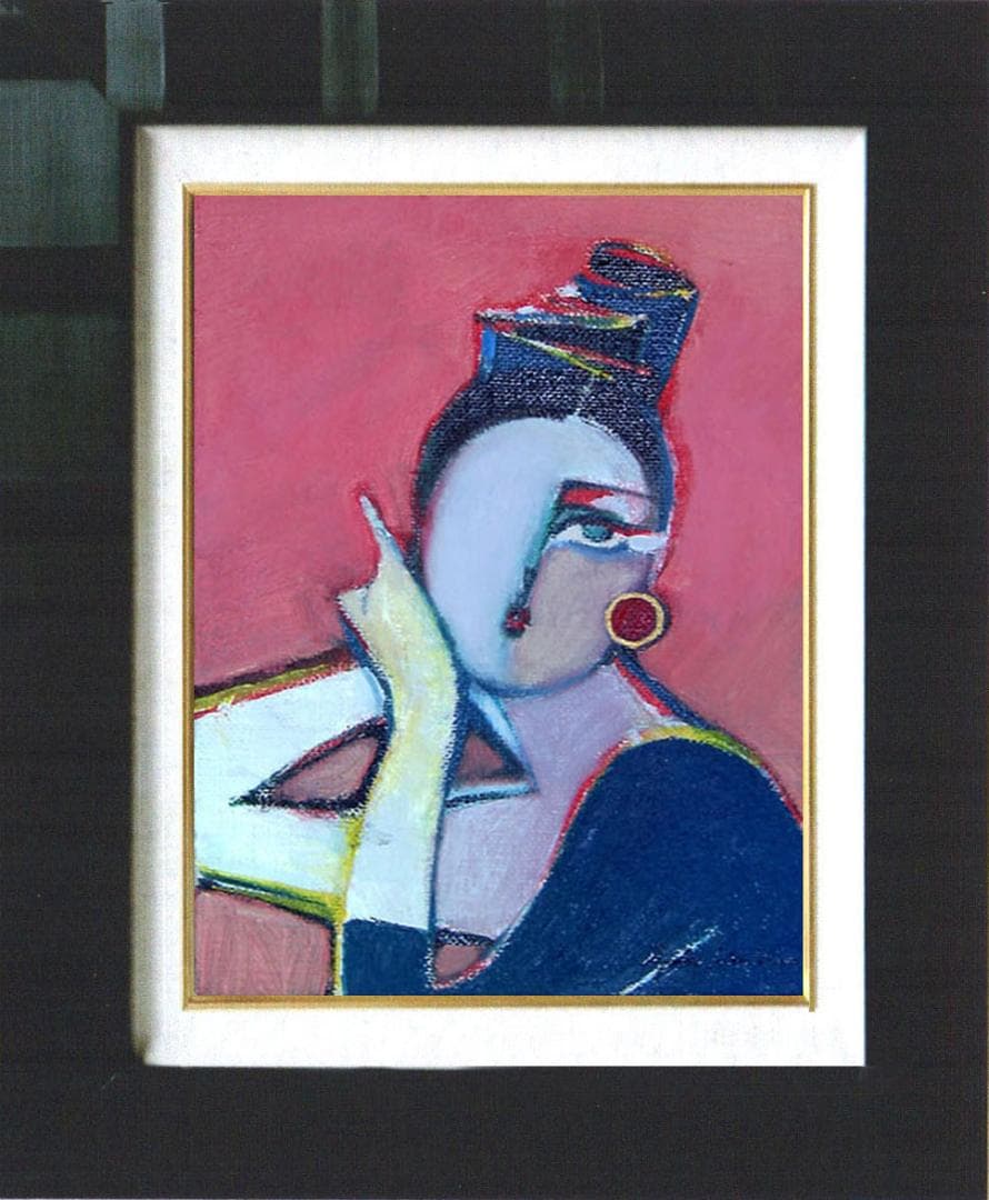 油絵 菅家令子 絵 絵画 インテリア 額付(黒) SM-070201 人物 女性