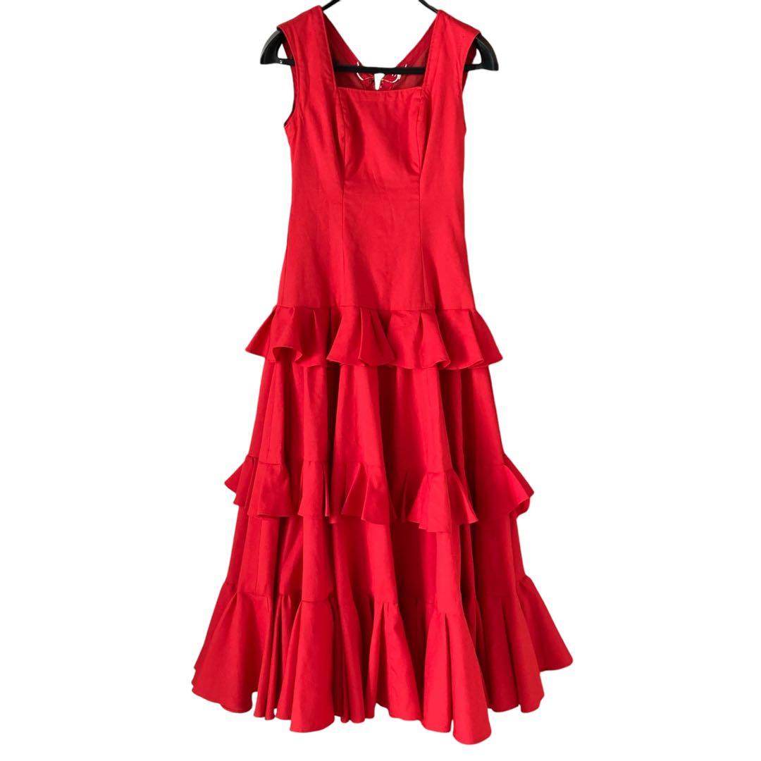 フラメンコ衣装 ロングワンピース ティアード ロングドレス オーダーメイド