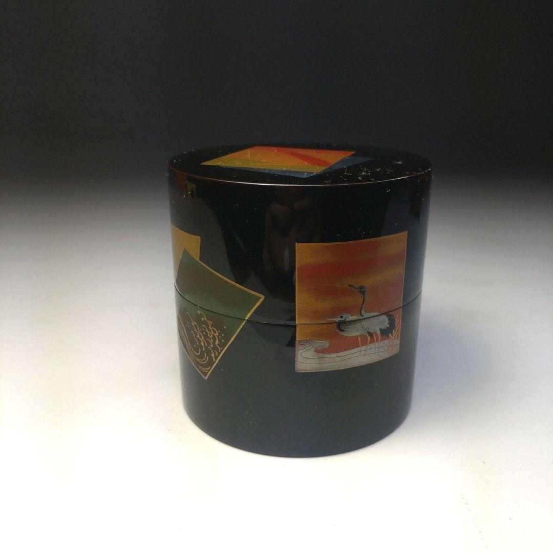 イ269 棗『蒔絵師　千峯作』『色紙蒔絵　中次　棗　共箱』漆塗 茶道具