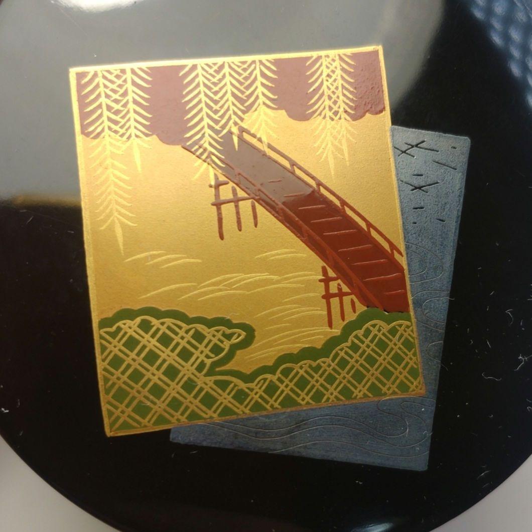 イ269 棗『蒔絵師　千峯作』『色紙蒔絵　中次　棗　共箱』漆塗 茶道具